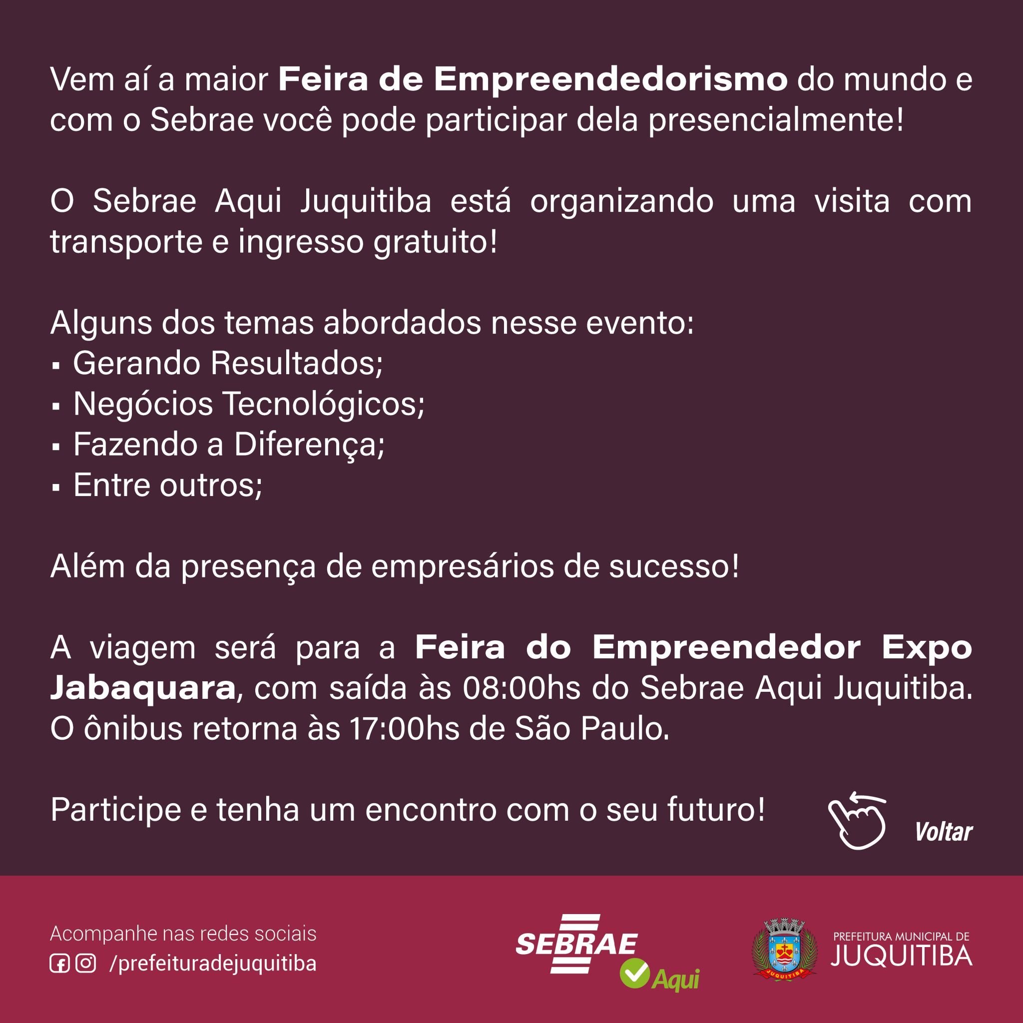 Prefeitura Municipal De Juquitiba Sebrae Aqui Juquitiba Leva Você Para A Feira Do Empreendedor 6041