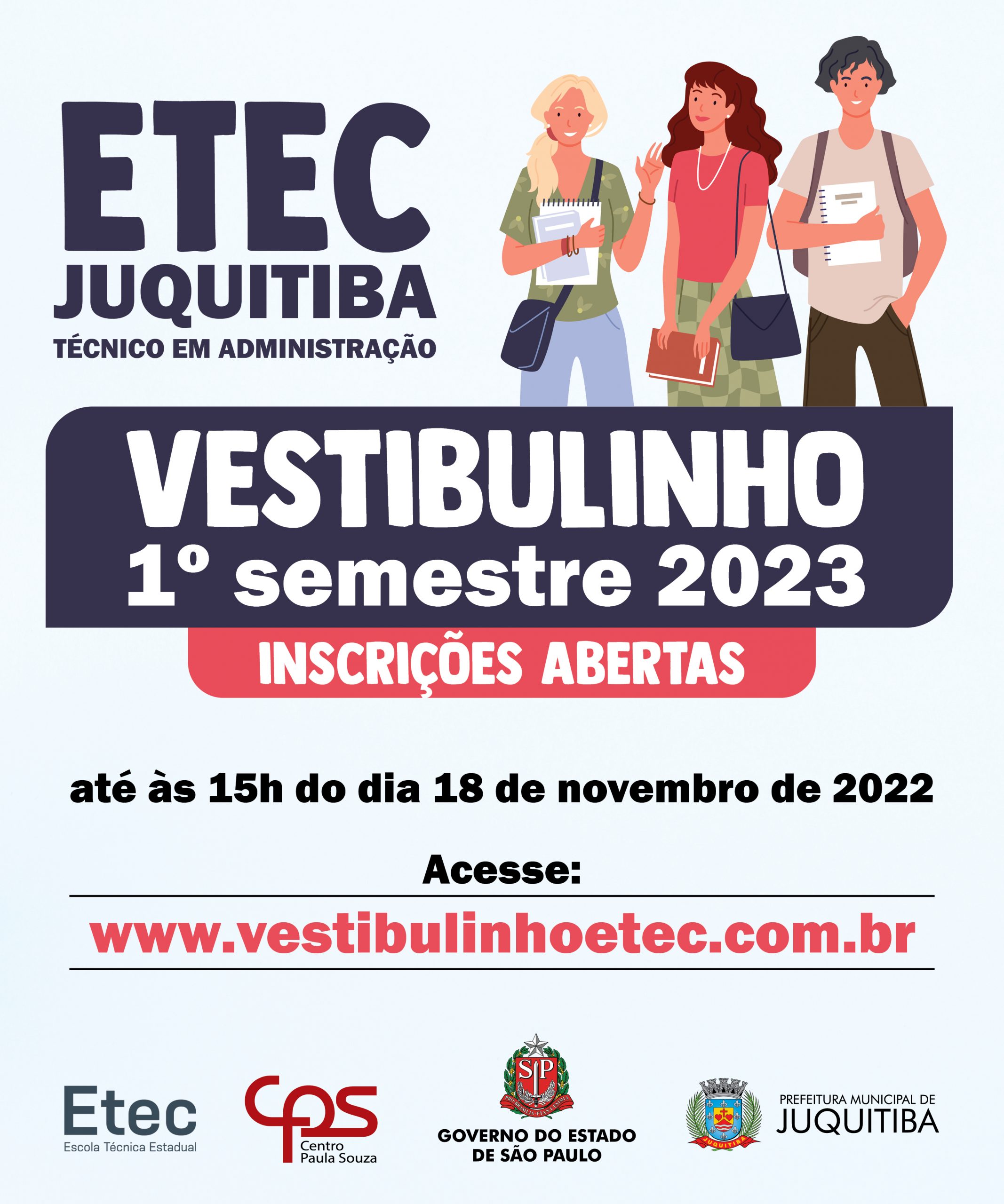 Inscrições abertas para o Vestibulinho da ETEC 2023